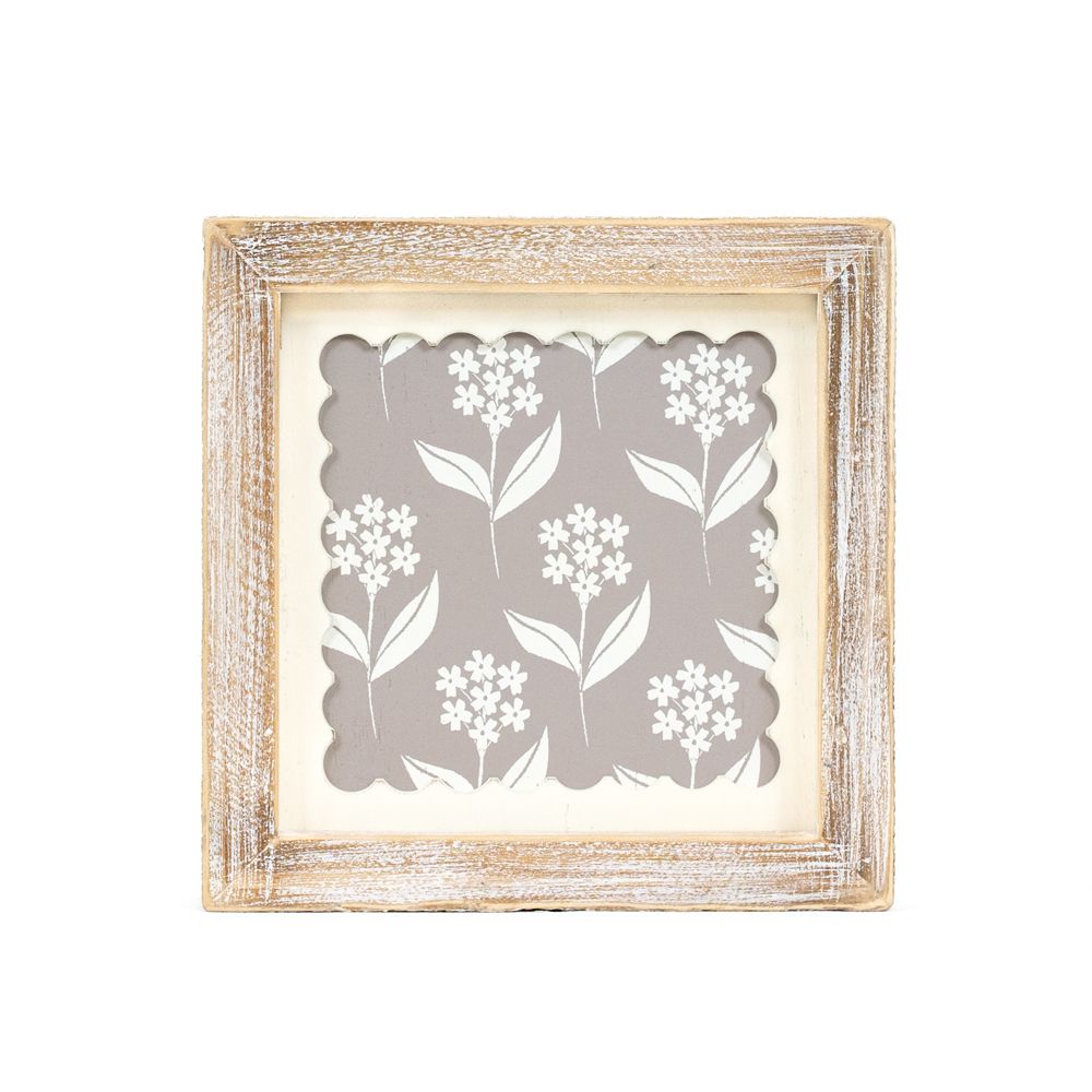 Reversible wood frame sign (FLOWERS) multicolor Scallop Collection