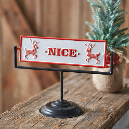 Naughty Nice Rotating Tabletop Sign