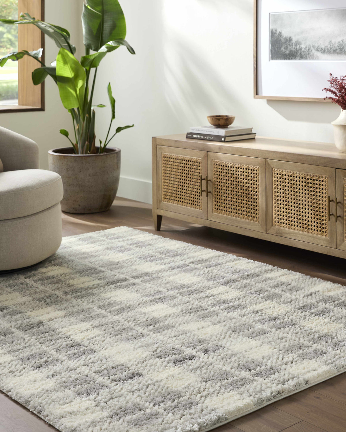 Anfisa Tan Luxe Shag Area Rug