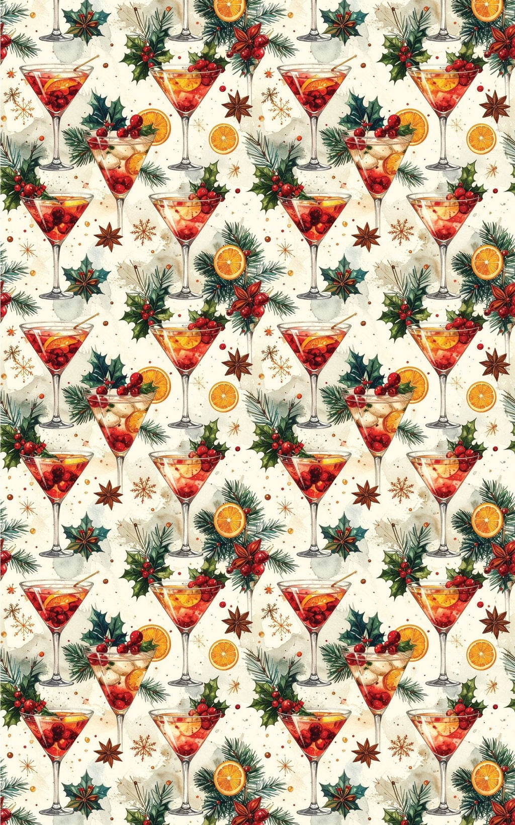 Vintage Cocktail Christmas Wrapping Paper