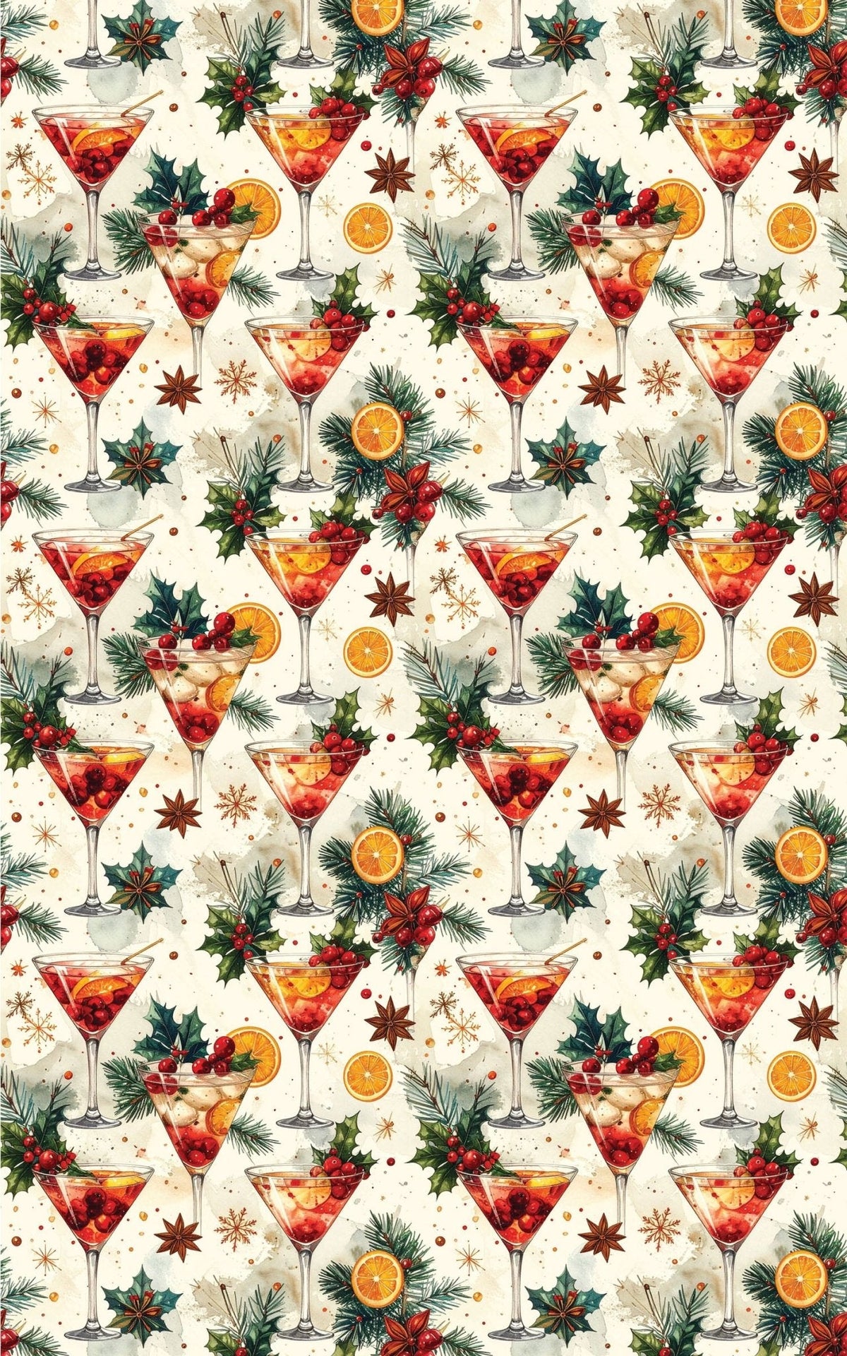 Vintage Cocktail Christmas Wrapping Paper
