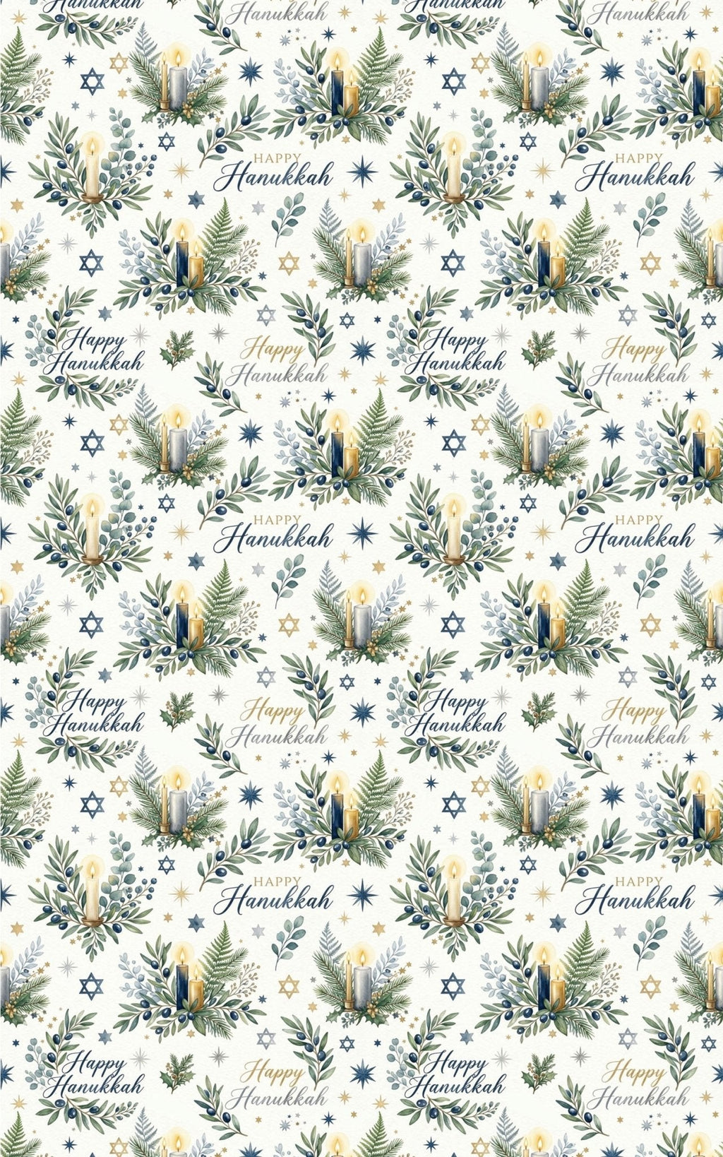 Hanukkah Herbarium Glossy Wrapping Paper