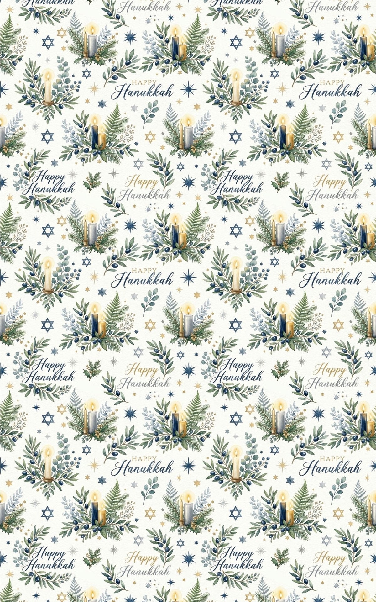 Hanukkah Herbarium Glossy Wrapping Paper