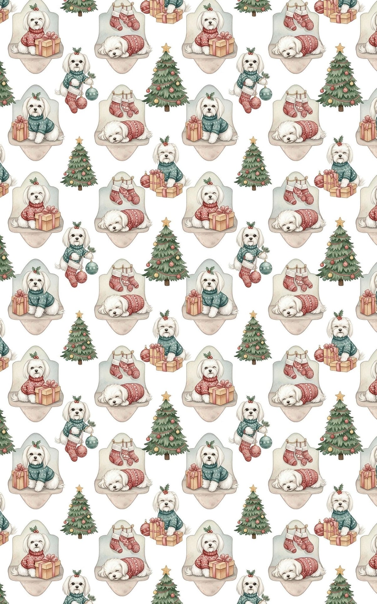 Maltese Holiday Sweaters Wrapping Paper