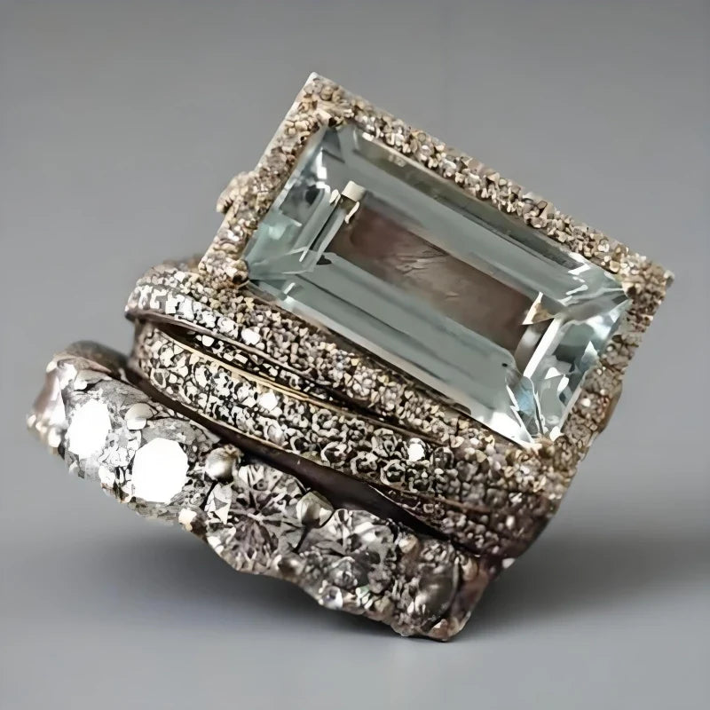Ice Blue Crystal Statement Ring
