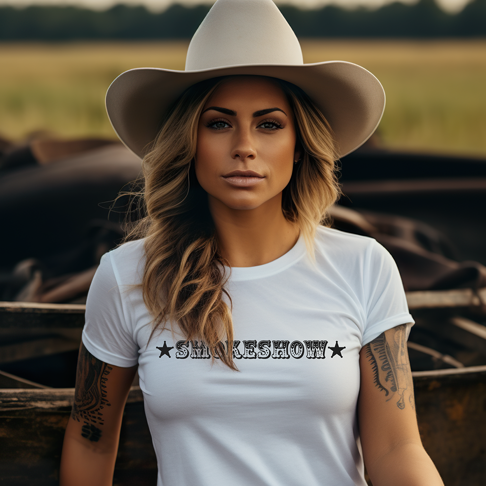 Smokeshow Graphic Tee Shirt for Country Girls- Bourbon Cowgirl