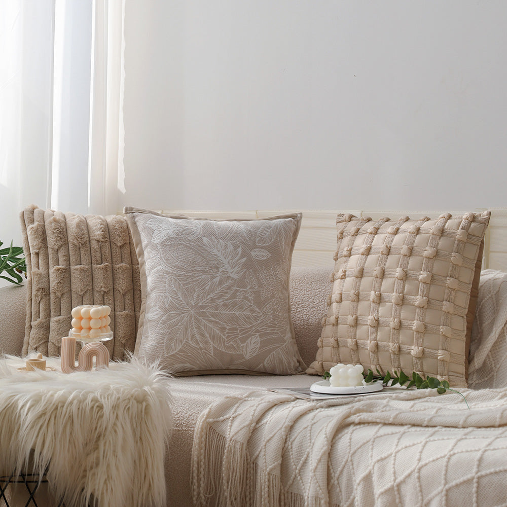 Pack of 2 Textured Decorative Throw Pillows 18x18
