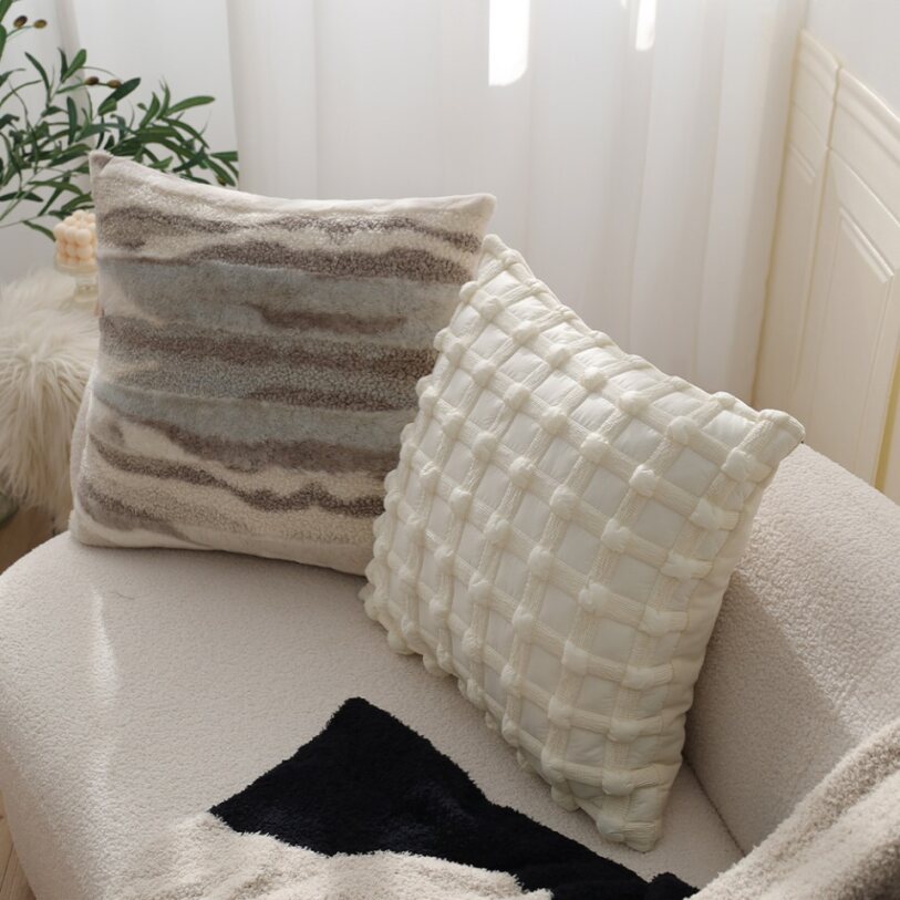 Pack of 2 Textured Decorative Throw Pillows 18x18