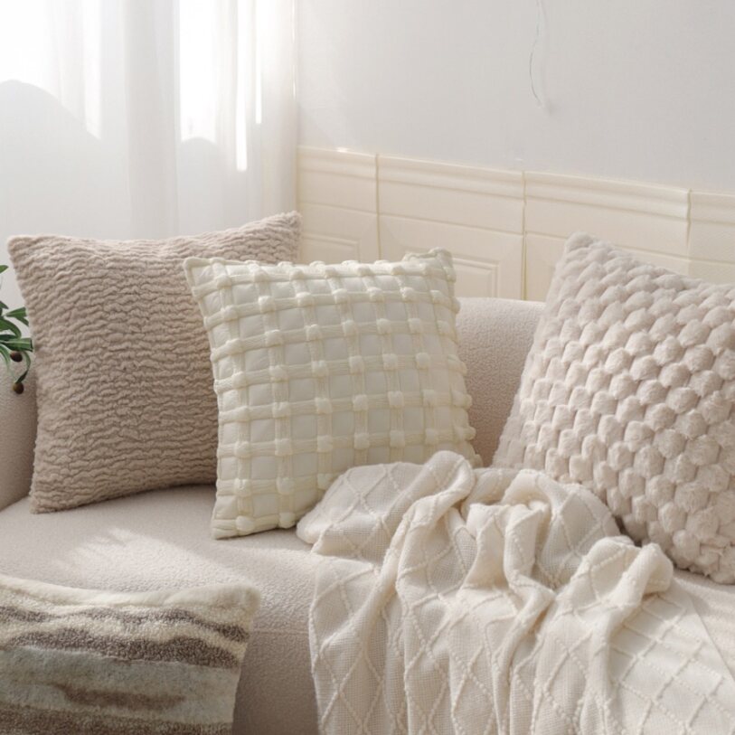 Pack of 2 Textured Decorative Throw Pillows 18x18