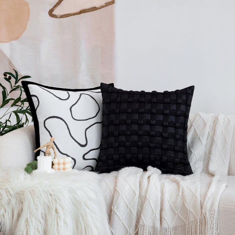 Pack of 2 Textured Decorative Throw Pillows 18x18