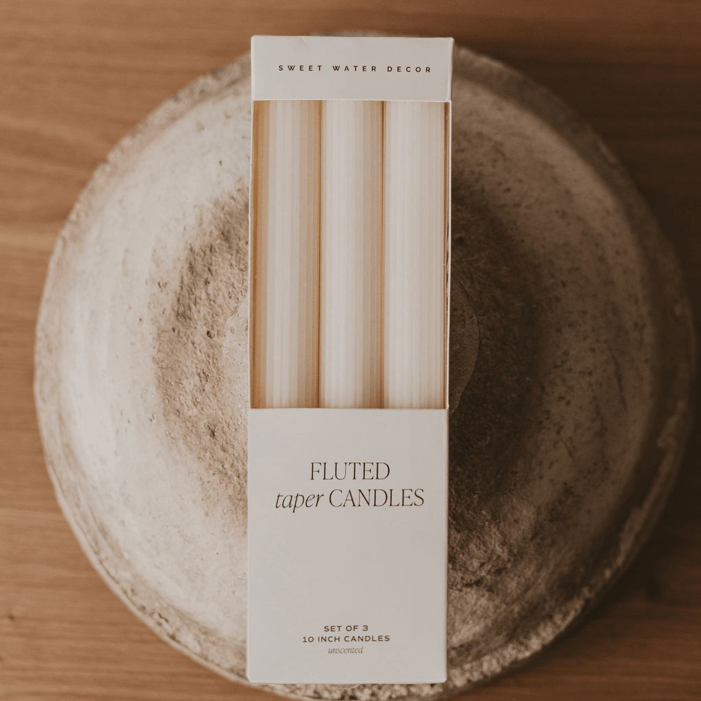Fluted Taper Candles - Set of 3