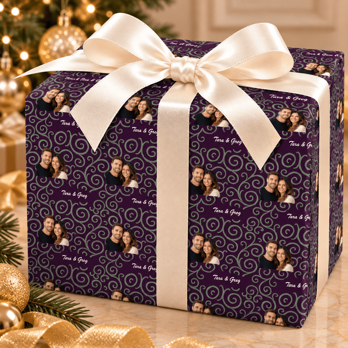 Personalized Tinsel & Trimmings Wrapping Paper