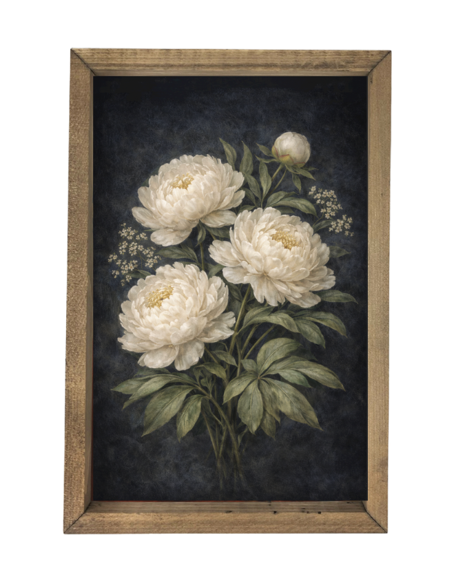 Moody Peonies Framed Art by 12timbers