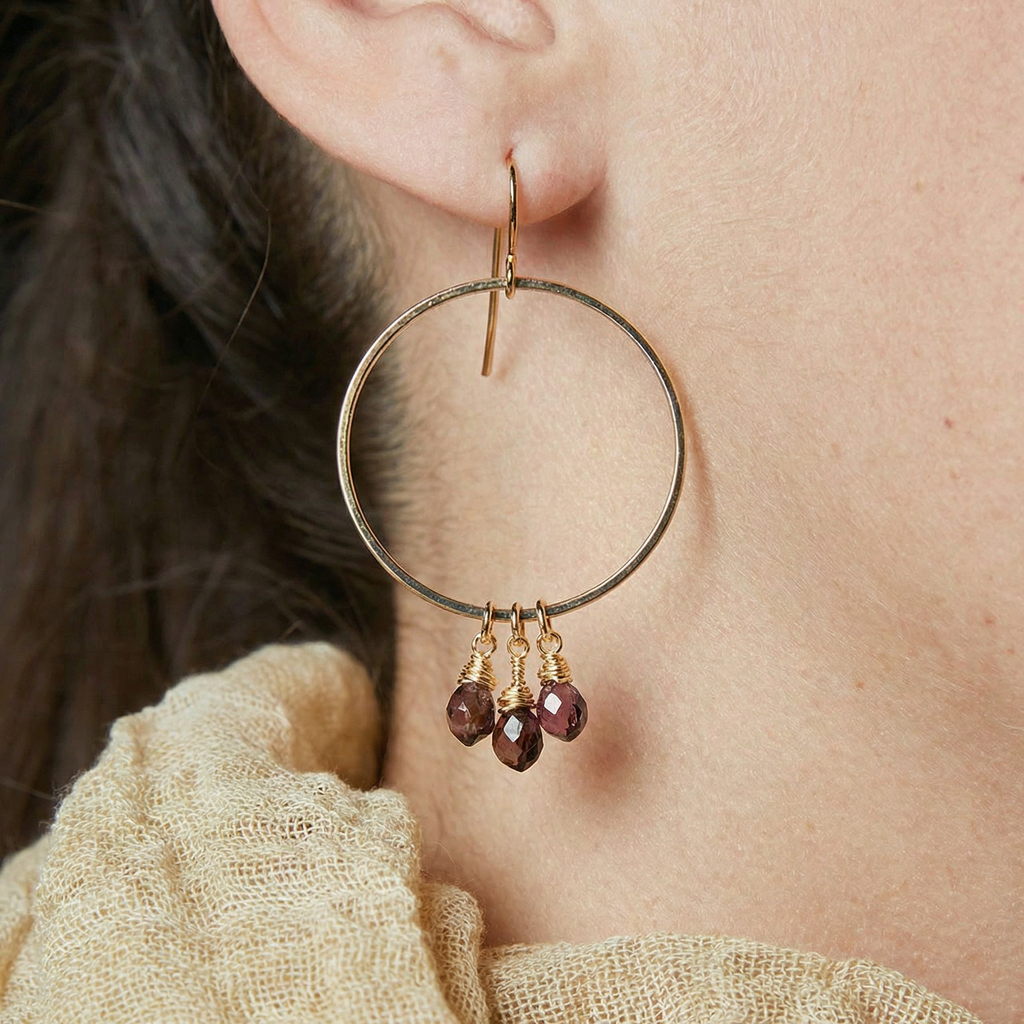 Violet Dangle Hoops Earrings