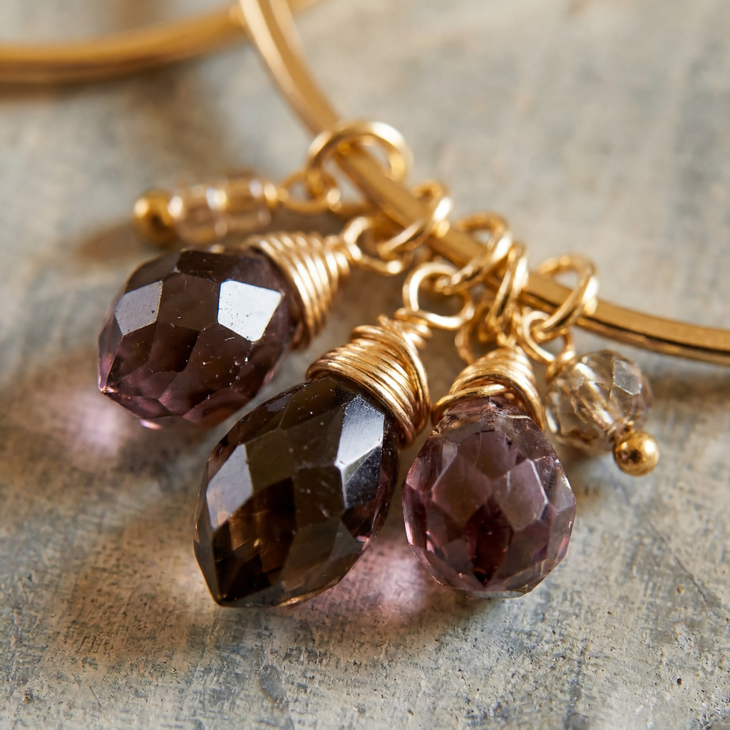 Violet Dangle Hoops Earrings