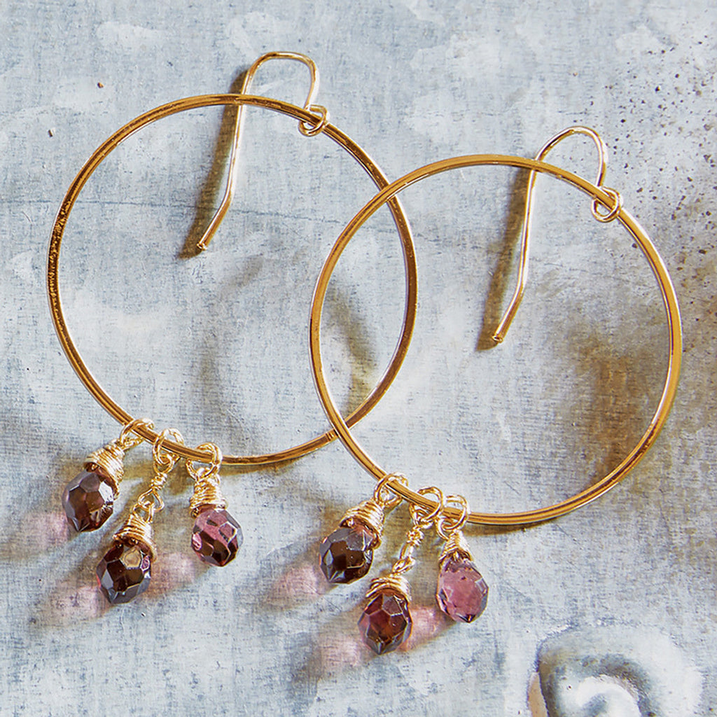 Violet Dangle Hoops Earrings
