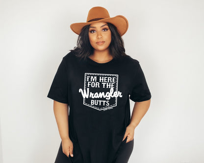 I'm Here for the Wrangler Butts Tee Tshirt - Bourbon Cowgirl