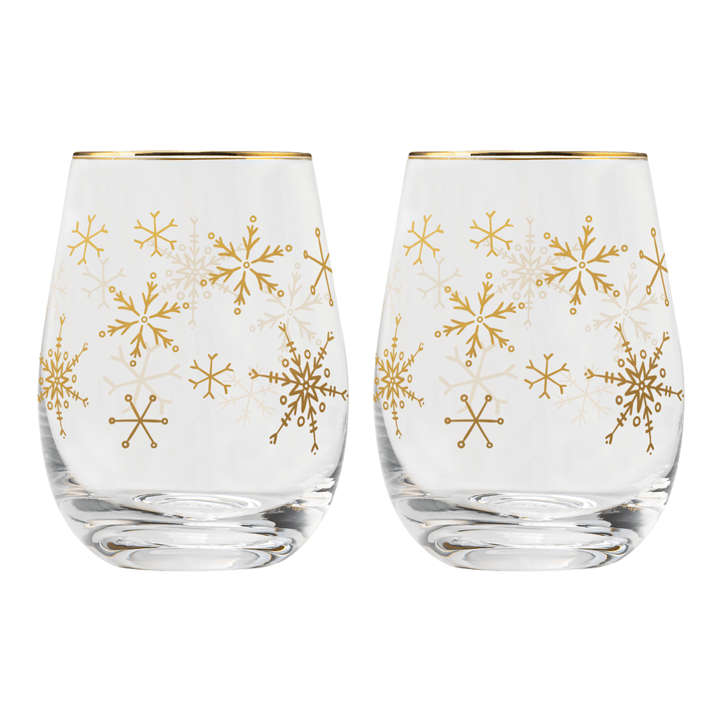 Snowflakes Stemless Wine Glass - Boxed Set of 2