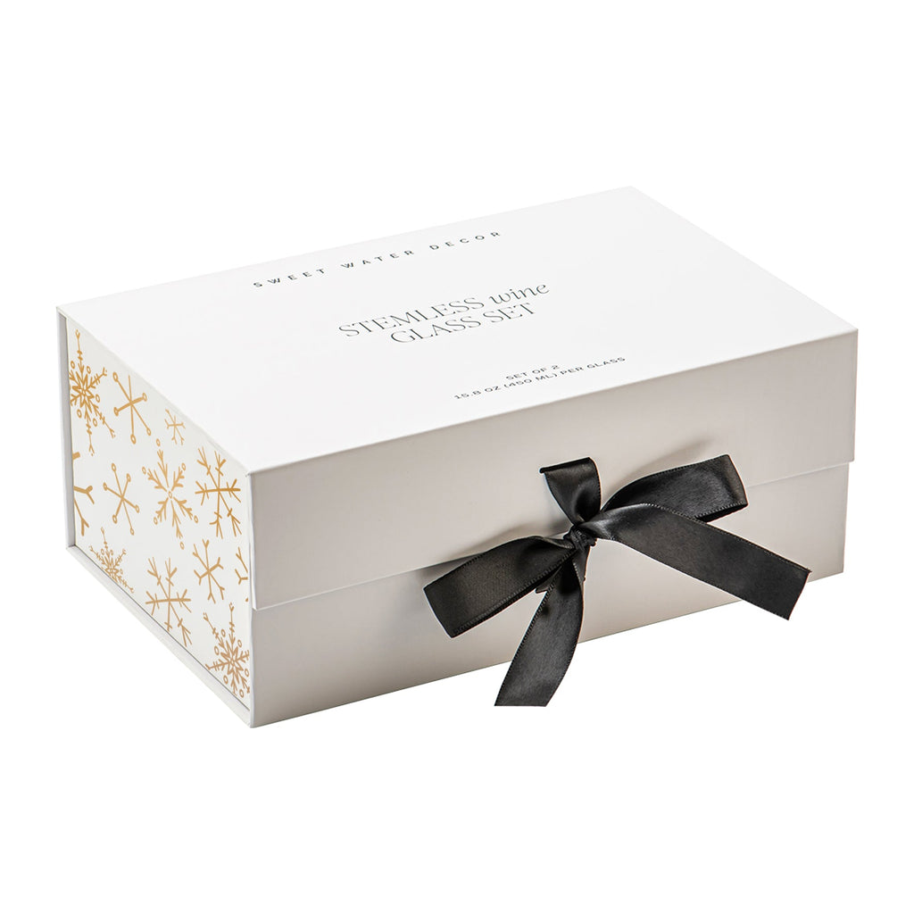 Snowflakes Stemless Wine Glass - Boxed Set of 2