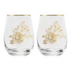 Delft Stemless Wine Glass - Boxed Set of 2