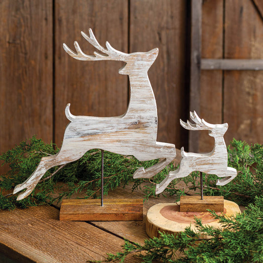 Set of Two Wooden Reindeer