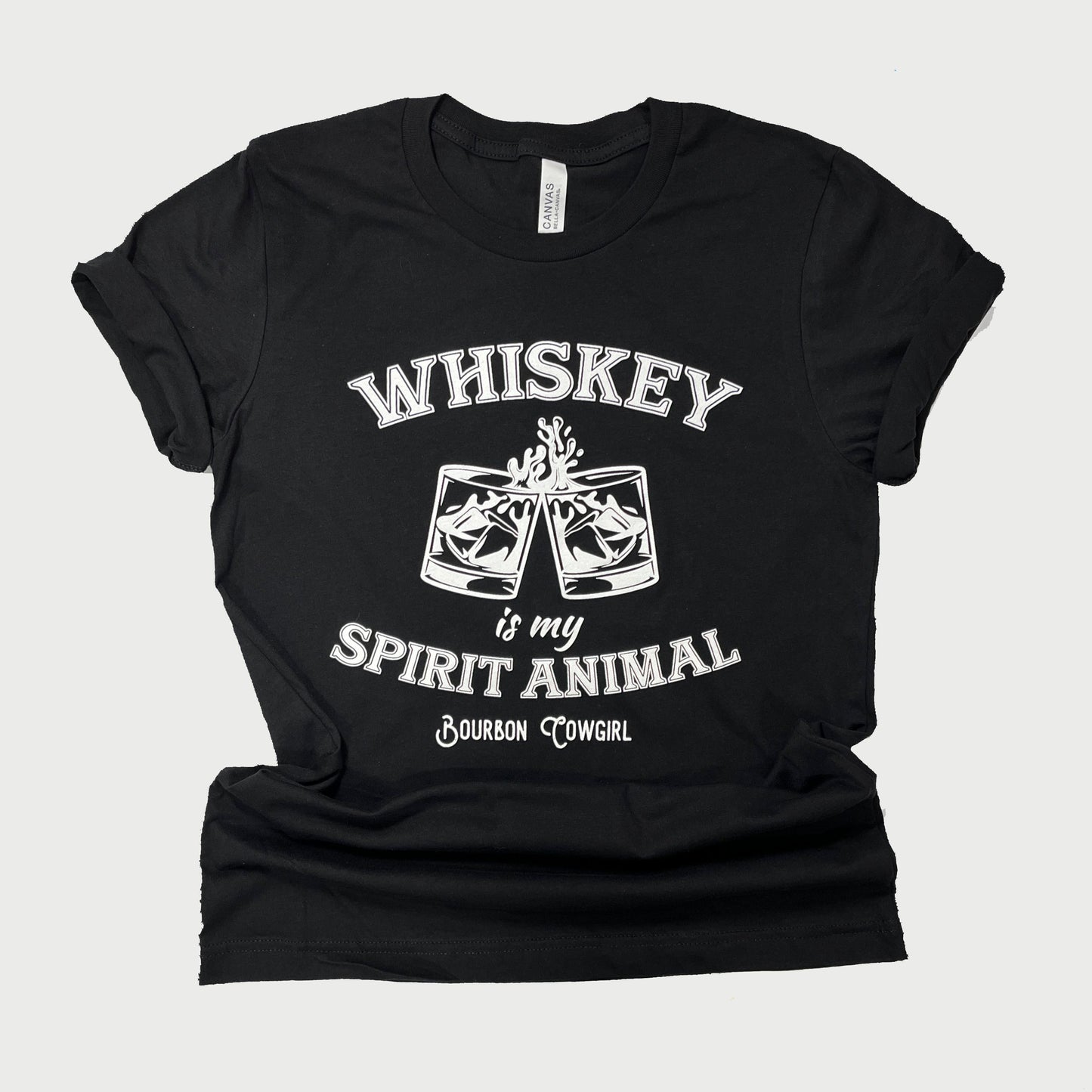 Whiskey Is My Spirit Animal Graphic Tee - Bourbon Cowgirl