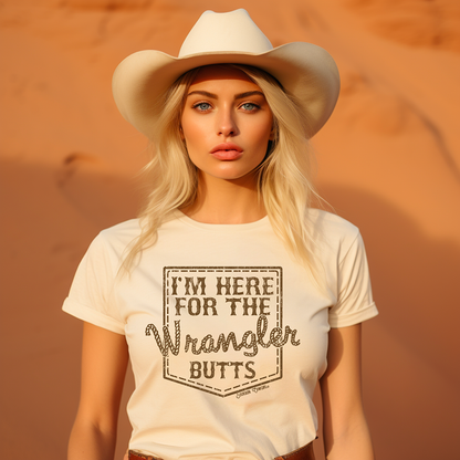 I'm Here for the Wrangler Butts T-Shirt Natural - Bourbon Cowgirl