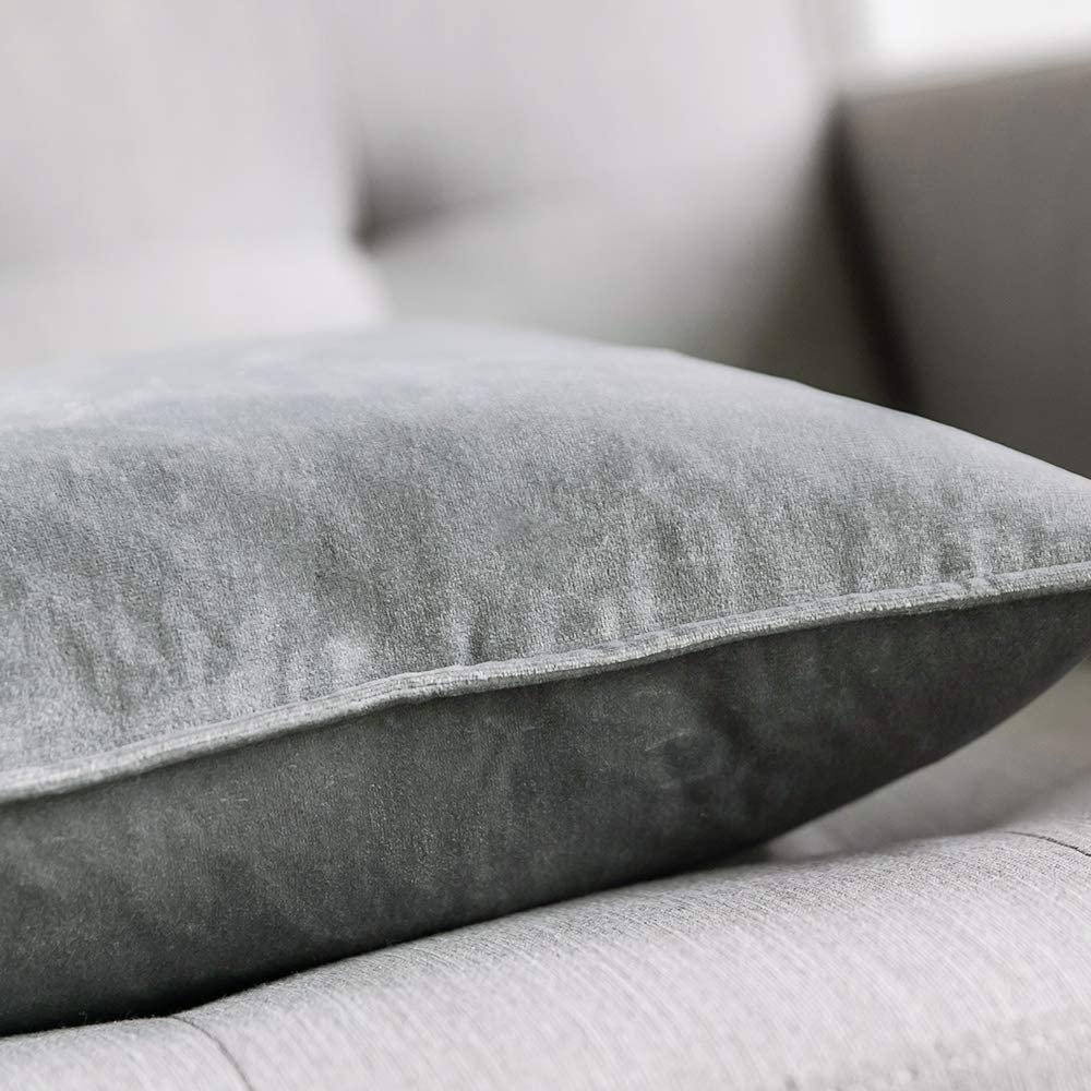Dark-Grey Velvet Throw Pillow with 450g Insert 20X20 by Fancy & Stacy