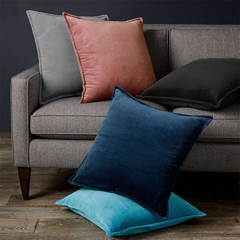 Dark-Grey Velvet Throw Pillow with 450g Insert 20X20 by Fancy & Stacy