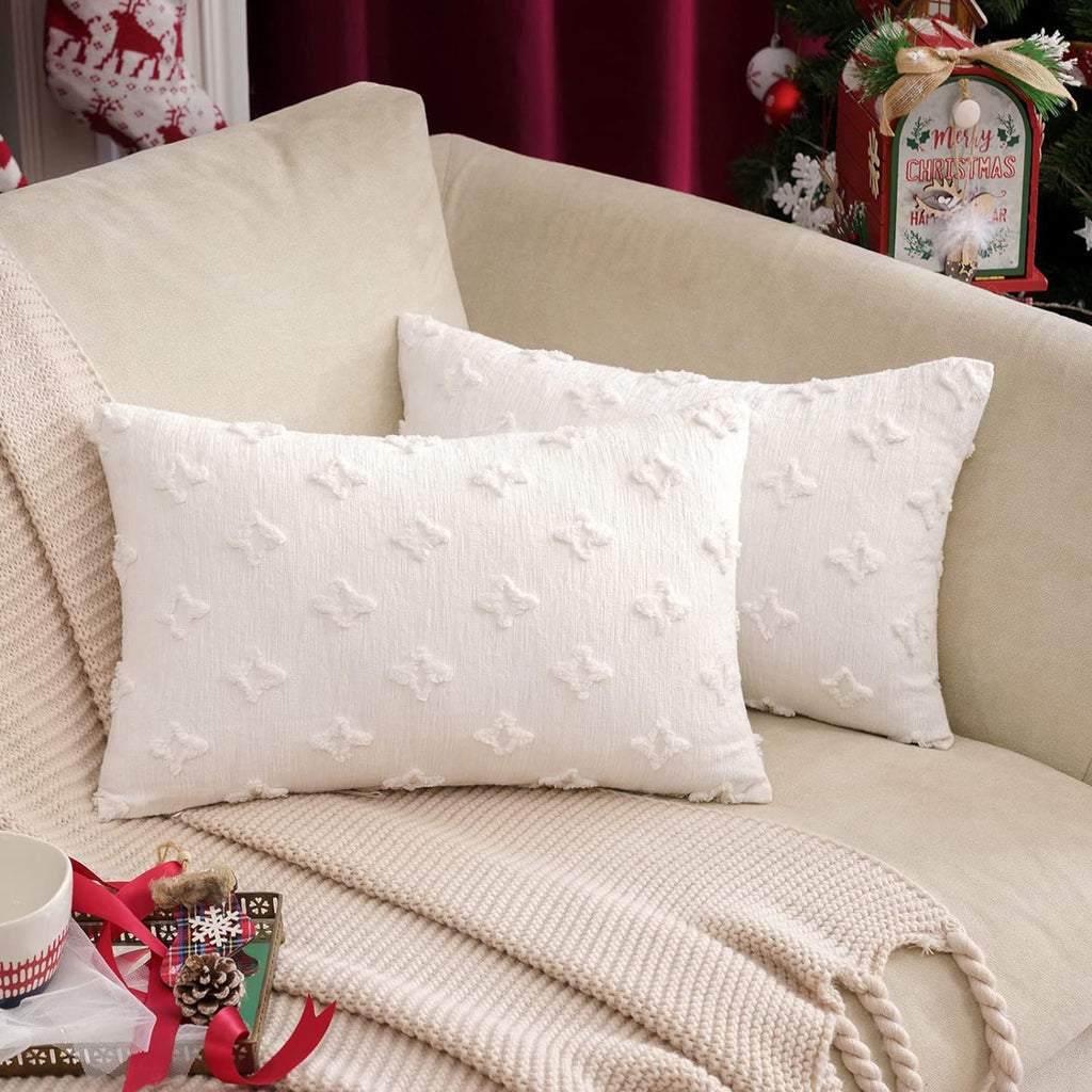 12''x20'' Tufted Floral Lumbar Throw Pillow with Insert