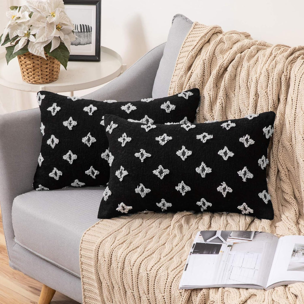 12''x20'' Tufted Floral Lumbar Throw Pillow with Insert