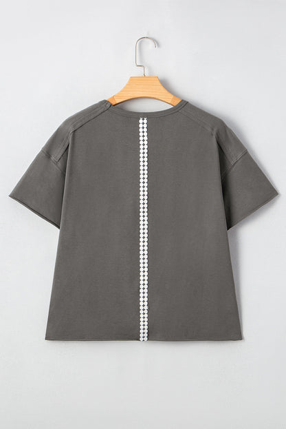 Lace Bow Raw Edge T-Shirt