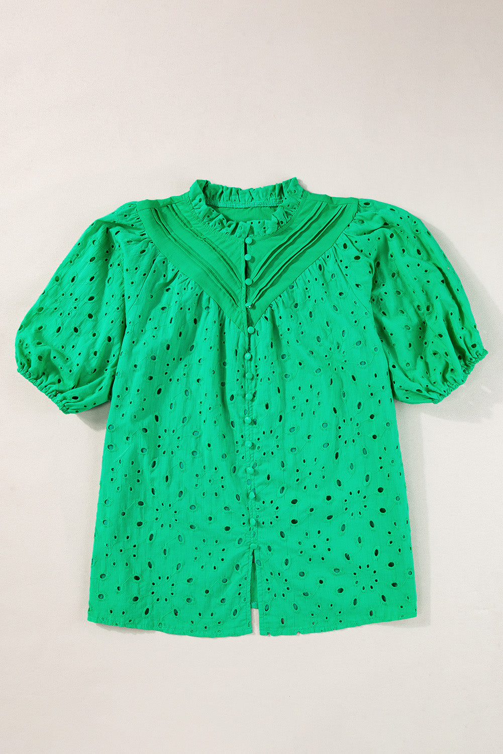 Eyelet Embroidered Puff Sleeve Blouse