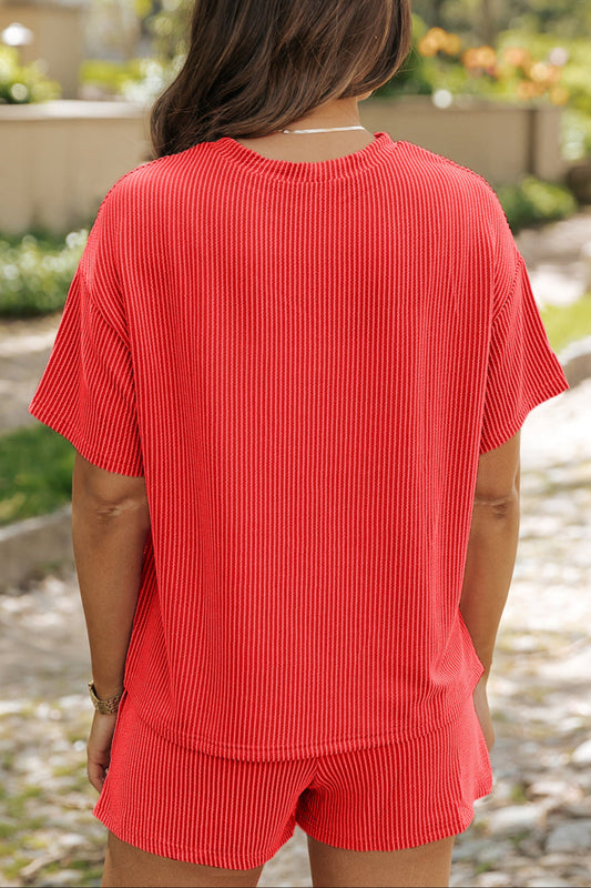 Corded Knit Tee and Shorts Set