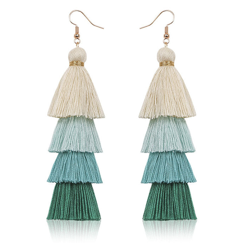 Tiered Tassel Statement Earrings