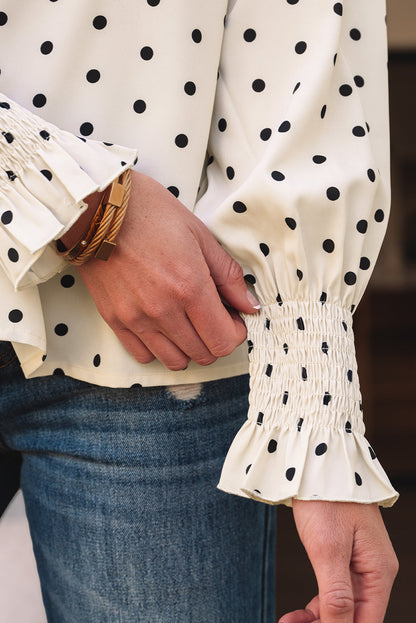 Polka Dot Frilled Collar Blouse