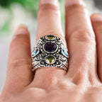 Vintage Amethyst-Inspired Filigree Ring