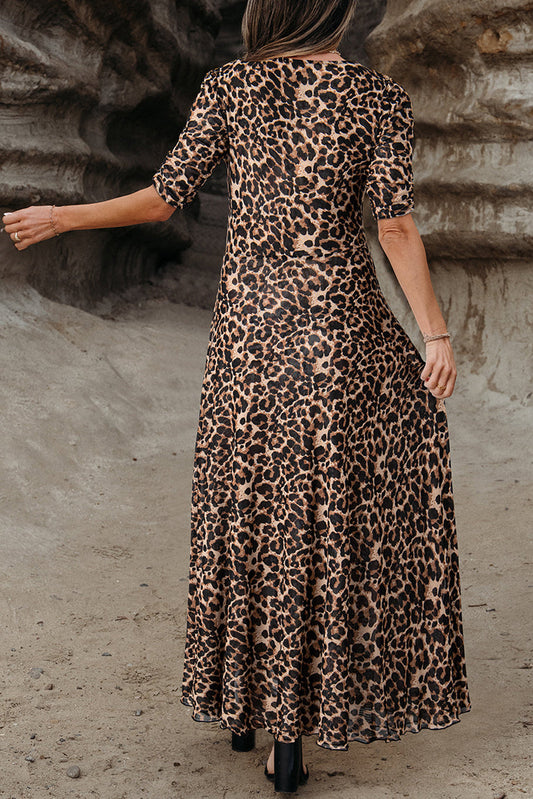 Leopard Floral Mesh Reversible Dress