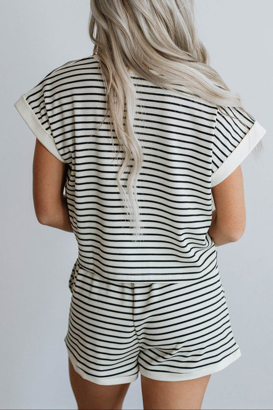 Stripe Tee & Shorts Set