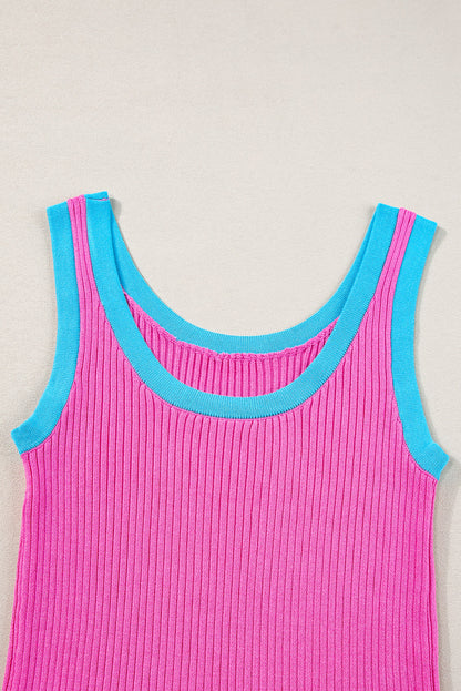 Colorblock Edge Ribbed Tank Top