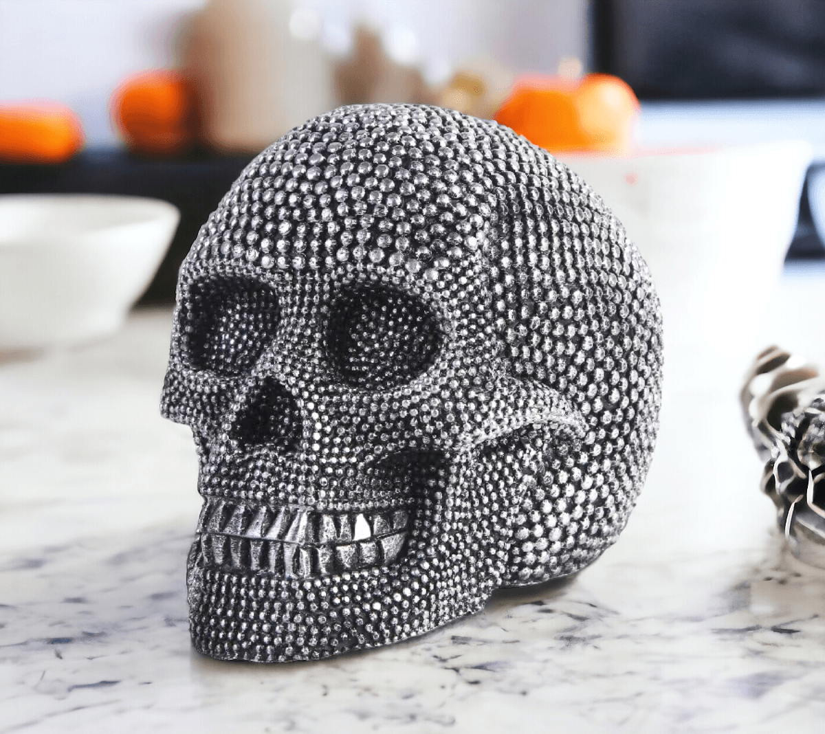 Skull Halloween Figurine in Silver or Gold