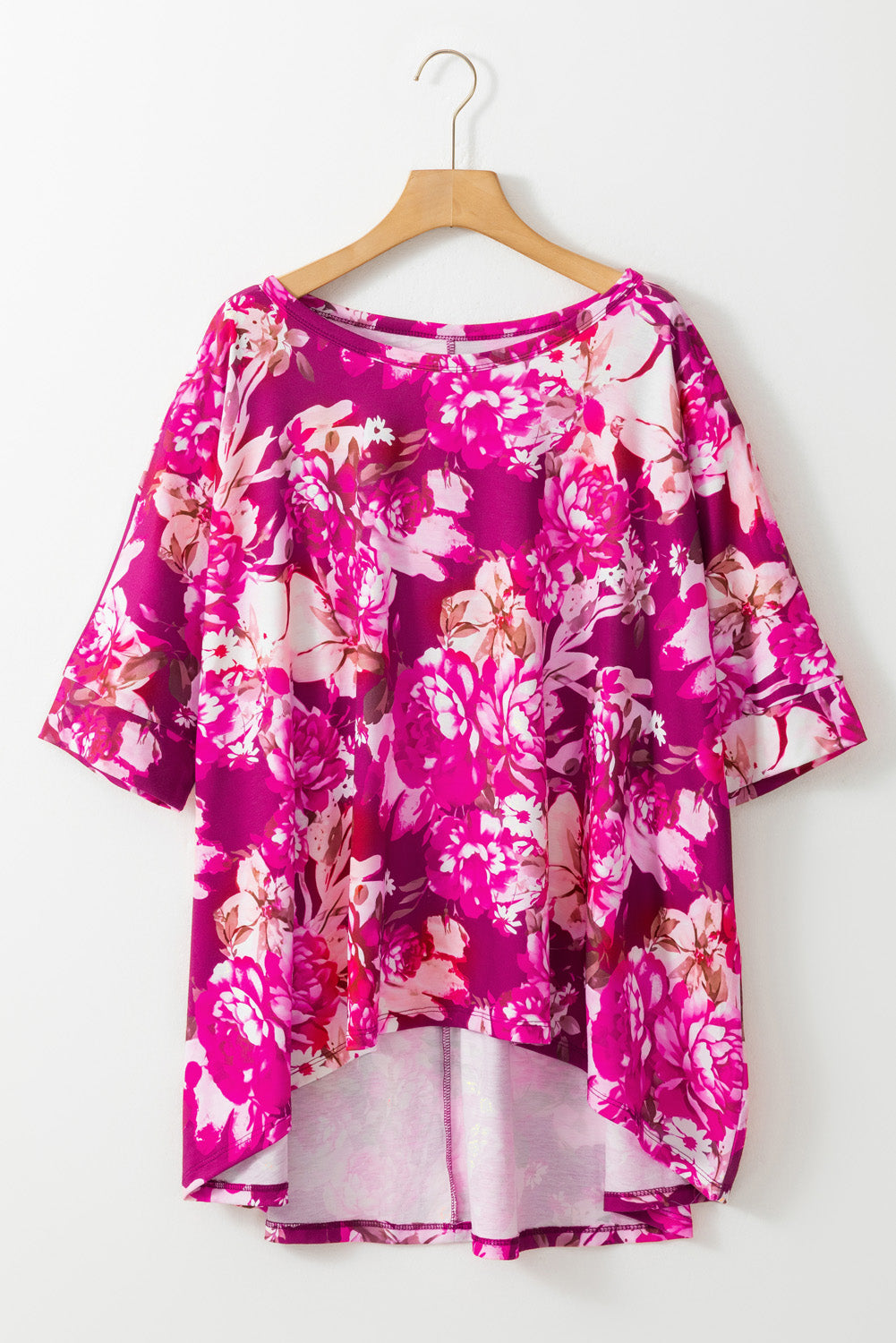 Plus Size Floral 3/4 Sleeve Blouse