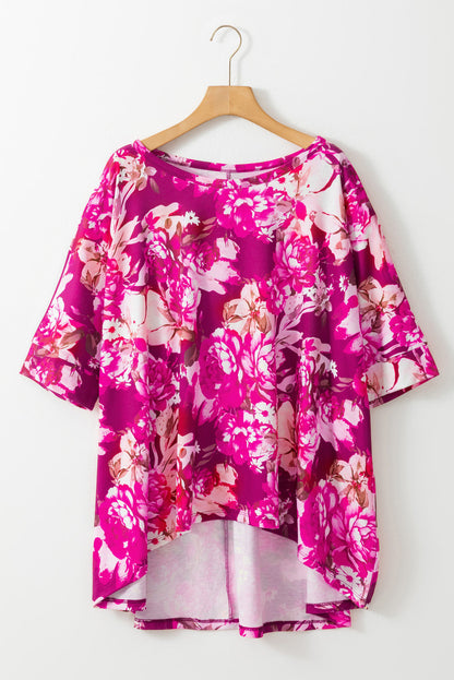 Plus Size Floral 3/4 Sleeve Blouse