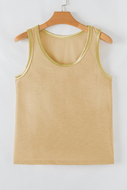 Metallic Contrast Trim Tank Top