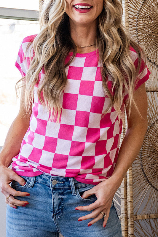 Checker Cap Sleeve Sweater