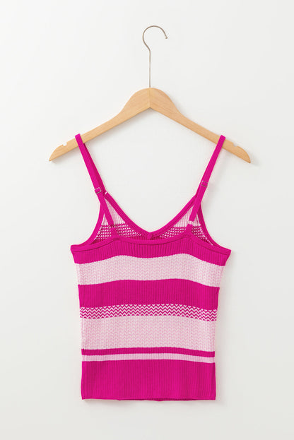 Stripe Adjustable Strap Sweater Tank