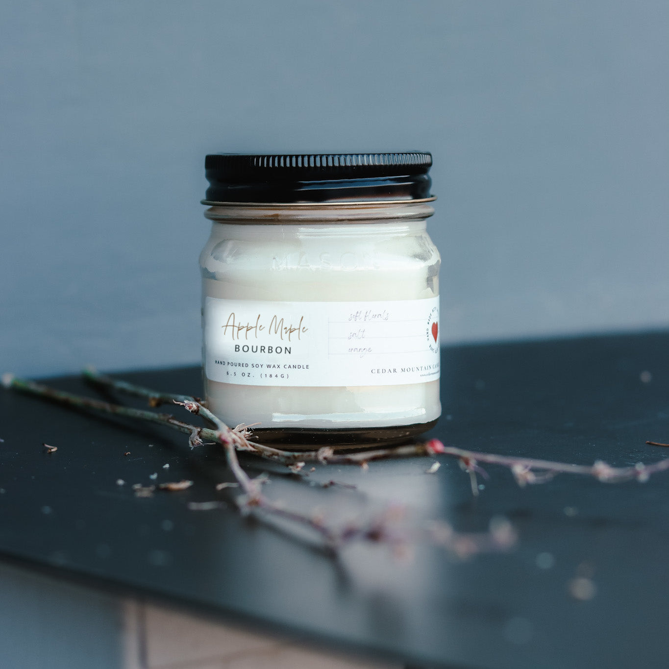 6.5 oz Mason Jar Soy Candle - Apple Maple Bourbon