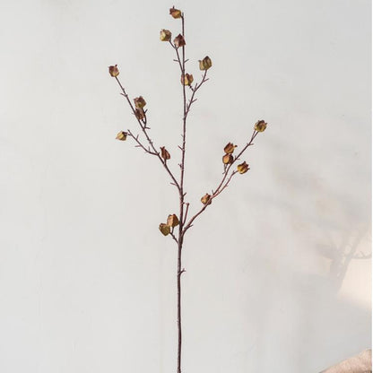 Faux  Silk Artificial Hibiscus Flower Stem Dry 35.4" Tall