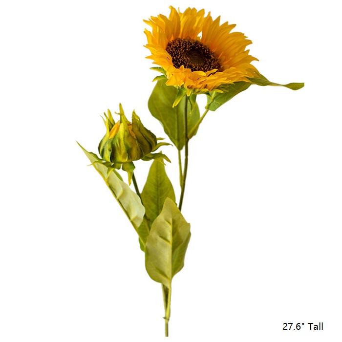 Faux Artificial Flower Silk Sunflower Stem