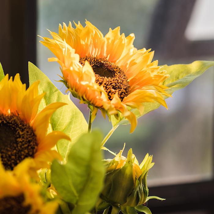 Faux Artificial Flower Silk Sunflower Stem